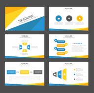 Blue yellow Infographic elements icon presentation template flat design set