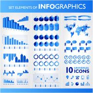 Blue infographic Universal icons set N8