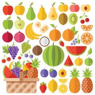 Flat fruits icons set Creative vector flat