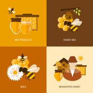 Flat design vector concept illustration with icons of products bee N7