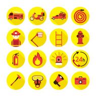 Fire and Firefighter Flat Icons Set