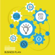 yellow template of business plan with gears