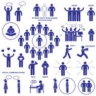 Introverts and extroverts vector pictograms