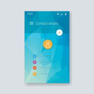 Material design user interface Contacts application screen Low poly vector