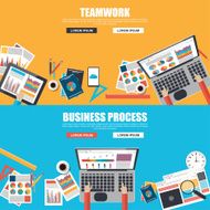 Flat design concepts for business process and teamwork