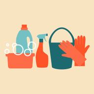 Flat design icons on a theme of bathroom toilet cleaning N2