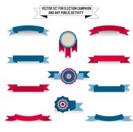 Tri-color elements on white background ribbons N2