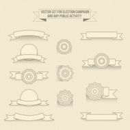 set of vector linear monochrome labels