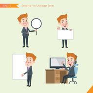 Set of drawing flat character style business office worker activities N52