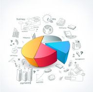 Creative business infographic pie chart with various elements