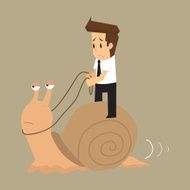 businessman works slowly like snail
