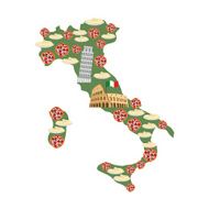 Map of Italy Traditional Italian food symbols Pizza and pasta