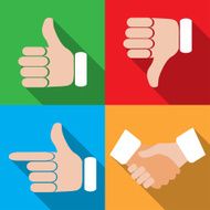 set of different hand gestures