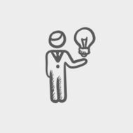 Man holding idea sketch icon