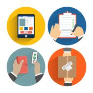 Set of hands clients purchasing N2