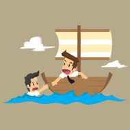 business man helping a friend from drowning N2