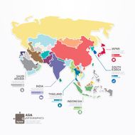 Asia Infographic Map Template jigsaw concept banner N2