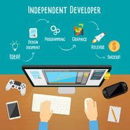 Independent game developer vector illustration