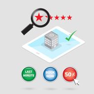 magnifying glass search for booking hotel condition icon