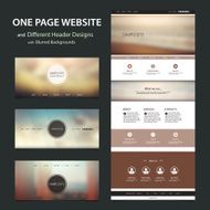 One Page Website Template Different Header Designs with Blurred Backgrounds N5