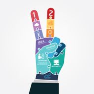 infographic Template victory finger business jigsaw banner N2