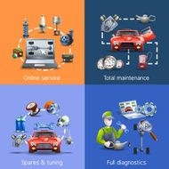 Car Maintenance Cartoon Icons Set