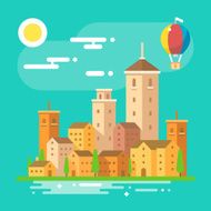 Colorful cityscape scene in flat design N2
