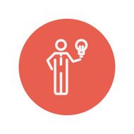 Man holding idea thin line icon N3