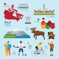 Travel Concept Canada Landmark Flat Icons Design Vector