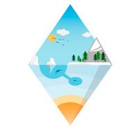 mountains ice island design Ecological background suitable for presentations