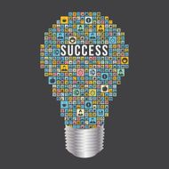 Business success with light bulb design from icons infographics N2