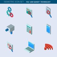 Isometric mobile gadgets and technology icons set vector illustr