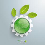 Green Technology Gear Leaves Button