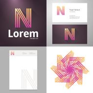 Design icon N element with Business card and paper template