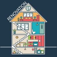 Renovation House remodeling flat design Vector N7