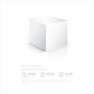 3D Cube Box on white background with reflection