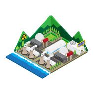 Isometric of nuclear power plants vector illustration N3