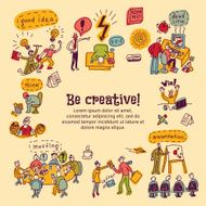 Card hand drawn business people be creative