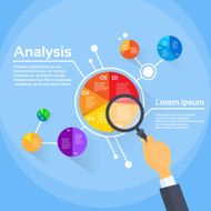 Magnifying Glass Businessman Hand Analysis Finance Pie Diagram
