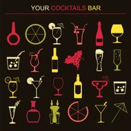 Alcohol drinks icons 16 flat icons set N5
