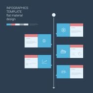 Timeline infographics template Menu options elements Material design layout Line