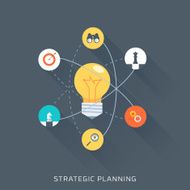 Strategic planning flat style colorful vector icon set