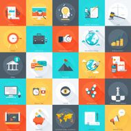 Business flat style colorful vector icon set
