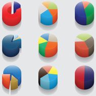 set of 3D pie charts business items without numbers