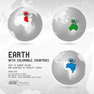 Globe with colorable countries - silver Part two