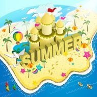 summer beach flat 3d isometric infographic