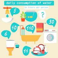 Infographics daily consumption of water Vector illustration Flat design
