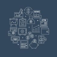 financial line icon circle set N2