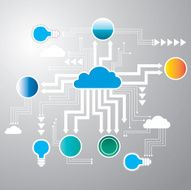 Cloud concept with light bulb idea vector illustration