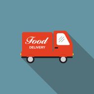 Icon with Flat Graphics Element of Food Delivery Car Vector N2